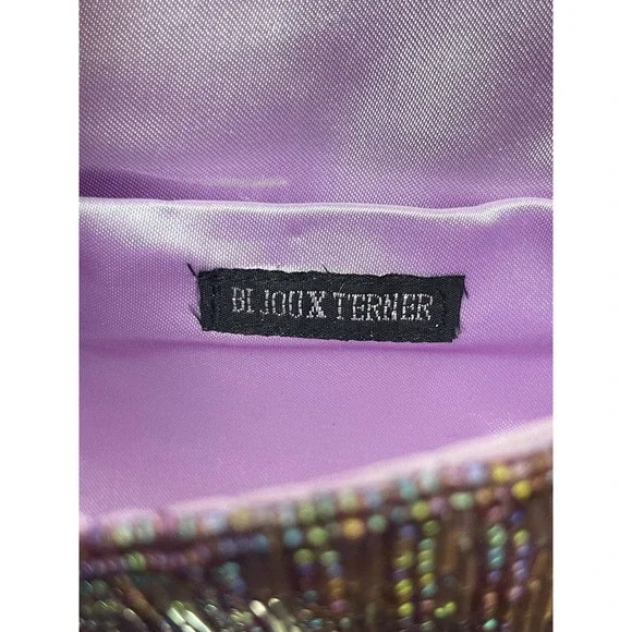 Lavender Beaded Vintage Style Bi Joux Terner Box Style Wristlet - Picture 4 of 4